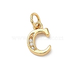 Brass Micro Pave Cubic Zirconia Charms, Cadmium Free & Lead Free, Real 18K Gold Plated, with Jump Ring, Letter C, 11x7x1.5mm, jump ring: 5x1mm, 3.5mm inner diameter(KK-I382-03G-C)