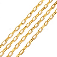 Iron Paperclip Chains, Flat Oval, Drawn Elongated Cable Chains, Unwelded, Golden, 13x6x2mm(X-CH-R025-13x6mm-G)
