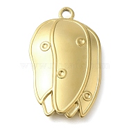 Ion Plating(IP) 304 Stainless Steel Pendants, Flower Charm, Real 18K Gold Plated, 27.5x17x3mm, Hole: 2mm(STAS-I310-19G)