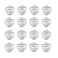 304 Stainless Steel Charms, Stamping Blank Tag, Heart with Heart, Stainless Steel Color, 13.8x12.8x1mm, Hole: 2mm(STAS-Q201-T174)