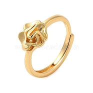304 Stainless Steel Open Cuff Rings, Jewely for Women, Real 18K Gold Plated, Flower, Inner Diameter: 18mm(RJEW-K261-01C-G)