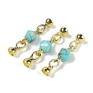 Natural Dyed Howlite with Brass Fold Over Clasps, Real 18K Gold Plated, Long-Lasting Plated, Rack Plating, Faceted Twist, 45mm(G-G141-02G-08)