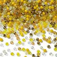 Glass Beads, Mixed Style, Faceted Rondelle, Yellow, 4x3.5mm, Hole: 1mm, about 500pcs/bag(GLAA-YW0003-39E)