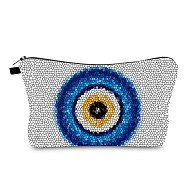Evil Eye Theme Polyester Cosmetic Pouches, with Iron Zipper, Waterproof Clutch Bag, Toilet Bag for Women, Rectangle, Blue, 13x22x2.2cm(ABAG-D009-01D)