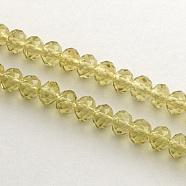 Handmade Glass Beads, Faceted Rondelle, Gold, 6x4mm, Hole: 1mm, about 87~90pcs/strand(G02YI0K1)