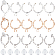 30Pcs 3 Colors Brass Clip-on Hoop Earring Findings, with Loop, for Non-pierced Ear, with 30Pcs Silicone Pads, Mixed Color, 17.5x13x1.5mm, Hole: 2.2mm, Pin: 0.7mm, 10Pcs/color(KK-SP0001-23)