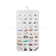 Non-Woven Fabrics Jewelry Hanging Bag, Wall Shelf Wardrobe Storage Bags, with Rotating Hook and Transparent PVC 80 Grids, White, 84.5x42.5x0.4cm(AJEW-B009-02B)