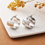 304 Stainless Steel Thick Hoop Earrings for Women, Silver & Green Patina, 25x14.5x21mm(EJEW-L237-06P)