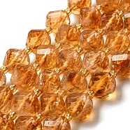Natural Citrine Beads Strands, with Seed Beads, Faceted Twist, 10x10x10mm, Hole: 1mm, about 42pcs/strand, 15.75''(40cm)(G-M443-B01-01)