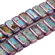 Dyed Natural Imperial Jasper Beads Strands, Rectangle, 2-Hole, Purple, 20x9.5~10x6mm, Hole: 1.2mm, about 20~21pcs/strand, 8.11~8.39 inch(20.6~21.3cm)(G-G118-C04-01)
