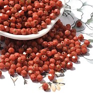 Baking Paint Glass Seed Beads, Bicone, Coral, 4.5x4mm, Hole: 1.1mm, about 6428pcs/pound(SEED-A032-02A-03)