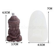 DIY Silicone Candle Molds, Resin Casting Molds, For UV Resin, Epoxy Resin Jewelry Making, Buddha Statue, White, 7x4.5cm(PW-WG79049-02)