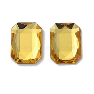 Transparent Glass Cabochons,  Faceted, Rectangle, Gold, 14x10x3.5mm(GLAA-B015-20B)