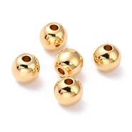 Brass Beads, Long-Lasting Plated, Round, Real 24K Gold Plated, 6mm, Hole: 1mm(X-KK-H759-24A-G)