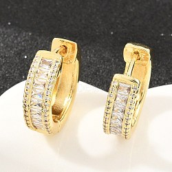Brass Micro Pave Cubic Zirconia Hoop Earrings, Lead Free & Cadmium Free, Rack Plating, Long-Lasting Plated, Real 18K Gold Plated, Clear, 20x6mm(KK-CBA8324-06G-01)