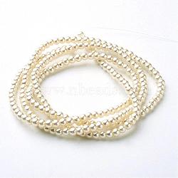 Glass Pearl Beads Strands, Pearlized, Round, Creamy White, 3~4mm, Hole: 0.5mm, about 190~200pcs/strand, 32 inch(HY-3D-B02)
