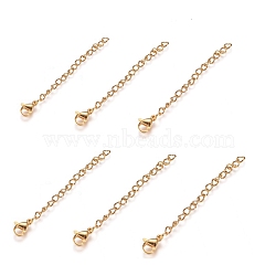 6Pcs 304 Stainless Steel Chain Extender, with Lobster Claw Clasp, Golden, 60mm, Link: 4x2.8x0.5mm, Clasp: 9.3x6.3x3.3mm(STAS-FS0001-16G)