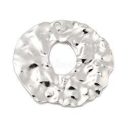 Non-Tarnish 304 Stainless Steel Pendants, Textured, Flat Round Charms, Stainless Steel Color, 32x33x2mm, Hole: 2mm(STAS-M001-11P)