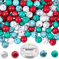 DIY Synthetic Turquoise Round Beads Bracelets Making Kits, Mixed Color, 8mm, Hole: 1mm(DIY-SC0030-26)