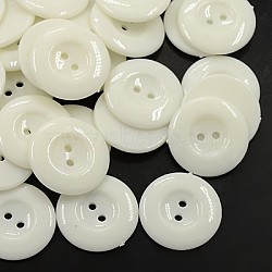 Acrylic Sewing Buttons for Costume Design, Plastic Shirt Buttons, 2-Hole, Dyed, Flat Round, White, 25x3mm, Hole: 2mm(BUTT-E087-C-01)