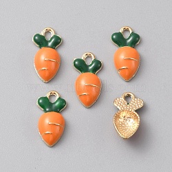 Alloy Enamel Pendants, Golden, Carrot Charm, Dark Orange, 17.5x9x4.5mm, Hole: 3x2mm(ENAM-WH0056-09)