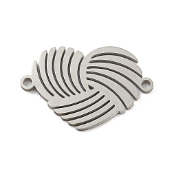 304 Stainless Steel Connector Charms, Heart, Stainless Steel Color, 12x18.5x1mm, Hole: 1.2mm(STAS-P344-02P)