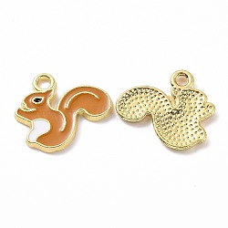 Alloy Enamel Pendants, Squirrel Charm, Golden, Peru, 16x18x1.5mm, Hole: 1.8mm(ENAM-B054-03G-03)