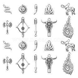 100Pcs 10 Styles Tibetan Style Alloy Pendants, Cadmium Free & Lead Free, Mixed Shapes, Antique Silver, 20.6x26x3.5mm, Hole: 2.5mm, 10pcs/style(TIBEP-CJ0001-94)