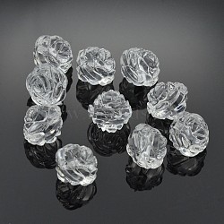 Transparent Clear Frosted Acrylic Beads, Rose Flower, Mother's Day Jewelry Making, 13.4x11.3mm, Hole: 2mm(X-PL713Y-1)