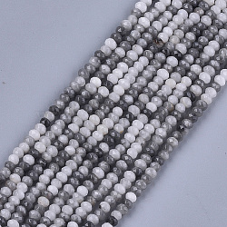 Natural Hawk's Eye Beads Strands, Eagle Eye Stone, Faceted, Rondelle, 3.5~4x2.5~3mm, Hole: 1mm, about 120~122pcs/strand, 14.9 inch~15.1 inch(G-S354-55)