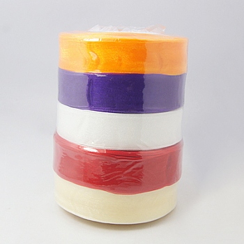 Sheer Organza Ribbon, Wide Ribbon for Wedding Decorative, Mixed Color, 1 inch(25mm), 250Yards(228.6m)