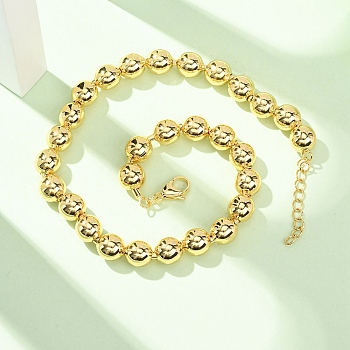Brass Ball Chain Necklaces for Men Women, Real 18K Gold Plated, 17.32 inch(44cm), Bead: 9.5~10mm