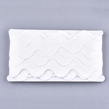 Polyester Ribbons, Wave Shape, Creamy White, 38~40mm, 10yard/card