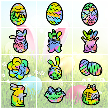 Suncatcher Craft Set, for Kids Window Paint Art Painting, Easter Theme Pattern, 19.9~21x7.6~21cm, about 12pcs/set
