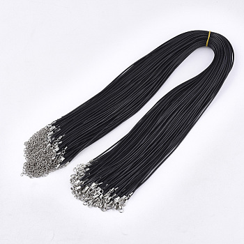 Waxed Cord Necklace Making with Iron Findings, Black, 24 inch(61cm), 2mm