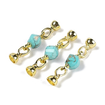 Natural Dyed Howlite with Brass Fold Over Clasps, Real 18K Gold Plated, Long-Lasting Plated, Rack Plating, Faceted Twist, 45mm