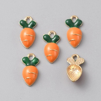 Alloy Enamel Pendants, Golden, Carrot Charm, Dark Orange, 17.5x9x4.5mm, Hole: 3x2mm