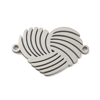 304 Stainless Steel Connector Charms, Heart, Stainless Steel Color, 12x18.5x1mm, Hole: 1.2mm
