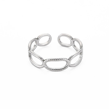 304 Stainless Steel Open Oval Wrap Cuff Ring for Women, Stainless Steel Color, US Size 6 3/4(17.1mm)