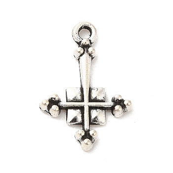 Tibetan Style Alloy Pendants, Religion Cross Charm, Antique Silver, 15.5x10.5x2mm, Hole: 1mm