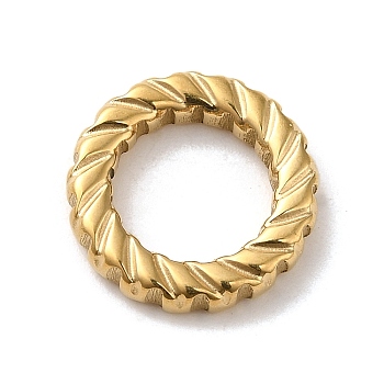 304 Stainless Steel Linking Rings, Twisted Ring, Real 14K Gold Plated, 14.5x2.5mm, Inner Diameter: 9mm