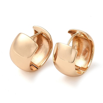Plain Brass Thick Hoop Earrings, Light Gold, 20x11mm