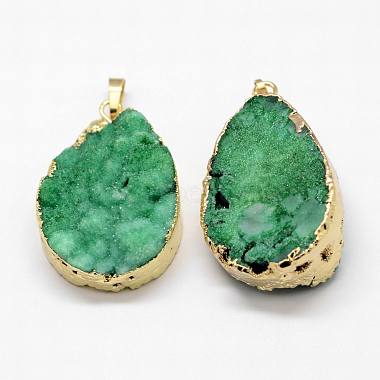 Electroplated Natural & Dyed Druzy Agate Pendants(G-N0167-023B)-3