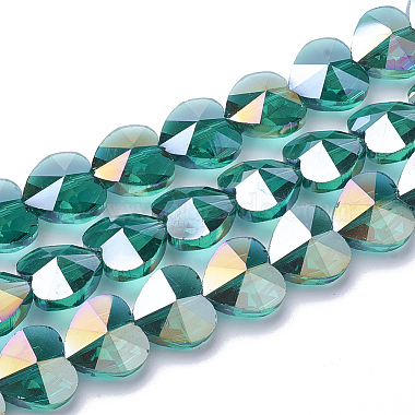 Light Sea Green Heart Glass Beads