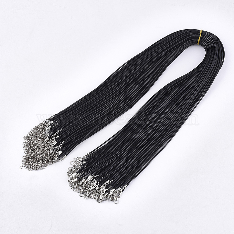 Black Waxed Cotton Cord Necklace