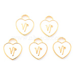 Light Gold Plated Alloy Enamel Pendants, Constellations, White Heart, Capricorn, 14x12x1.8mm, Hole: 4mm(ENAM-R136-30-05)