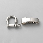 Alloy Shackle Clasps, Platinum, 27x26.5x9mm, Hole: 3mm, Inner Diameter: 13mm(FIND-WH0148-357P)