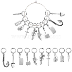 10Pcs 10 Style Killer's Weapon Theme Alloy Pendant Locking Stitch Markers, Platinum, 3~4.4cm, 1pc/style(HJEW-CJ00010)