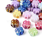 UV Plating Opaque Acrylic Beads, Iridescent, Clover, Mixed Color, 12.5~13x13x8mm, Hole: 3.6mm(SACR-T018-30M)