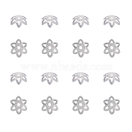 304 Stainless Steel Bead Caps, Flower, 6-Petal, Filigree, Stainless Steel Color, 6.5x2mm, Hole: 1mm, 60pcs/box(STAS-UN0010-99P)